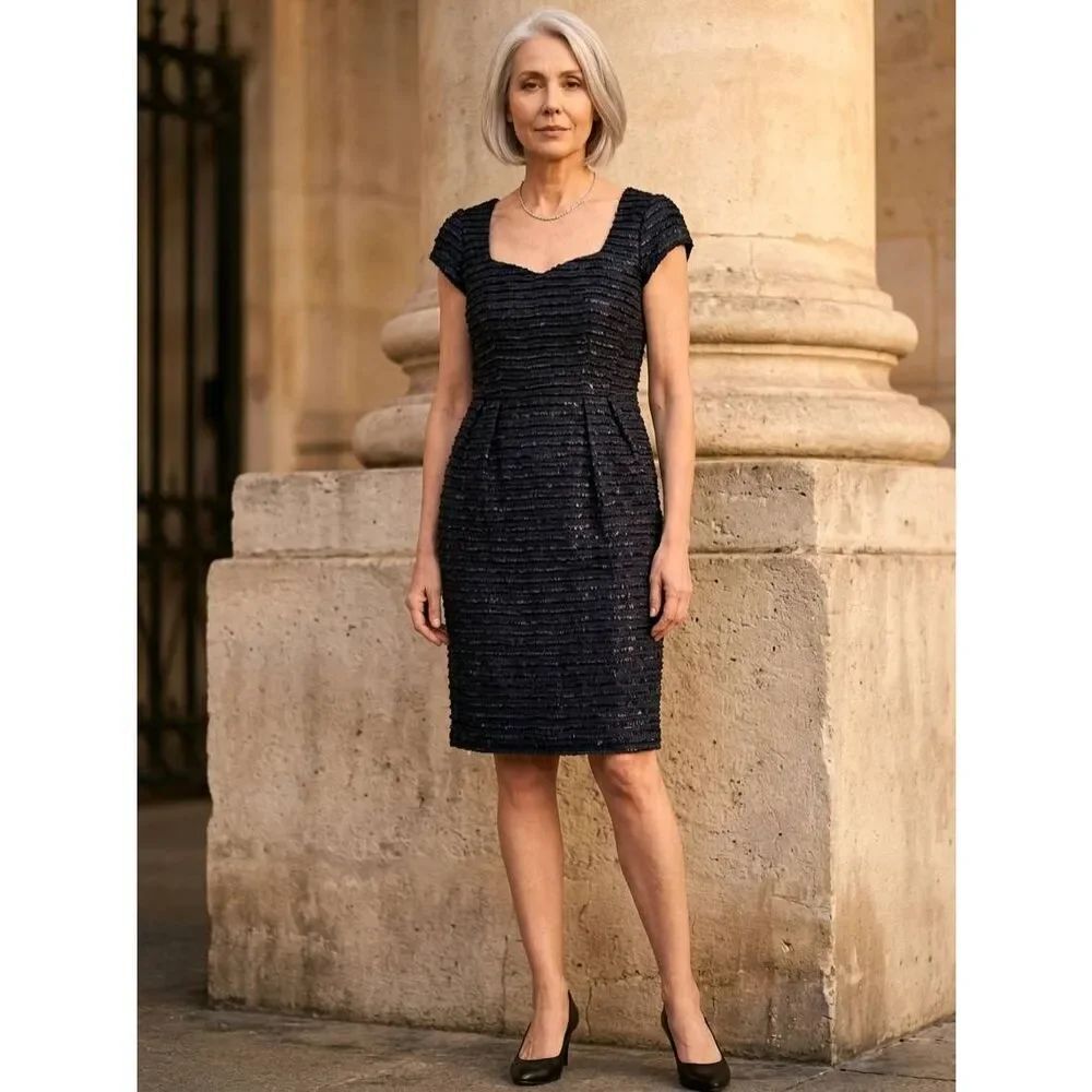 🔹️Nanette Lepore Black Shimmer Eyelash Last Night's Dress Size 10